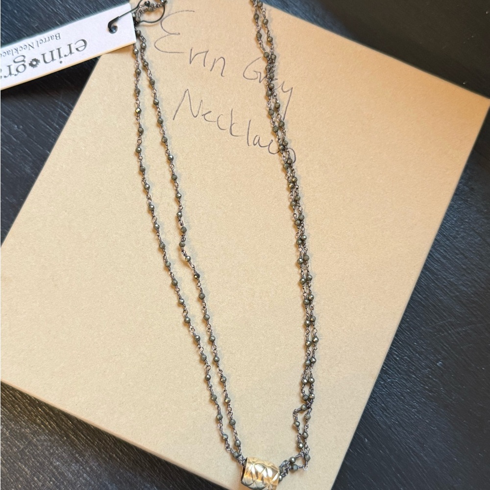 Erin Gray Double Barrel Necklace pyrite and gold